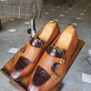 Aysoti Wolumb Tan Double Monk Strap Loafers