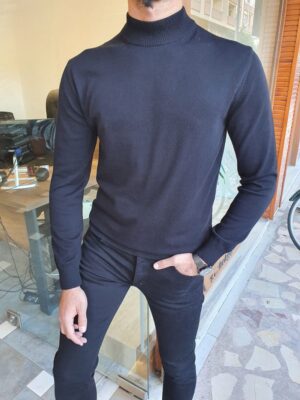 Black Slim Fit Mock Turtleneck Sweater