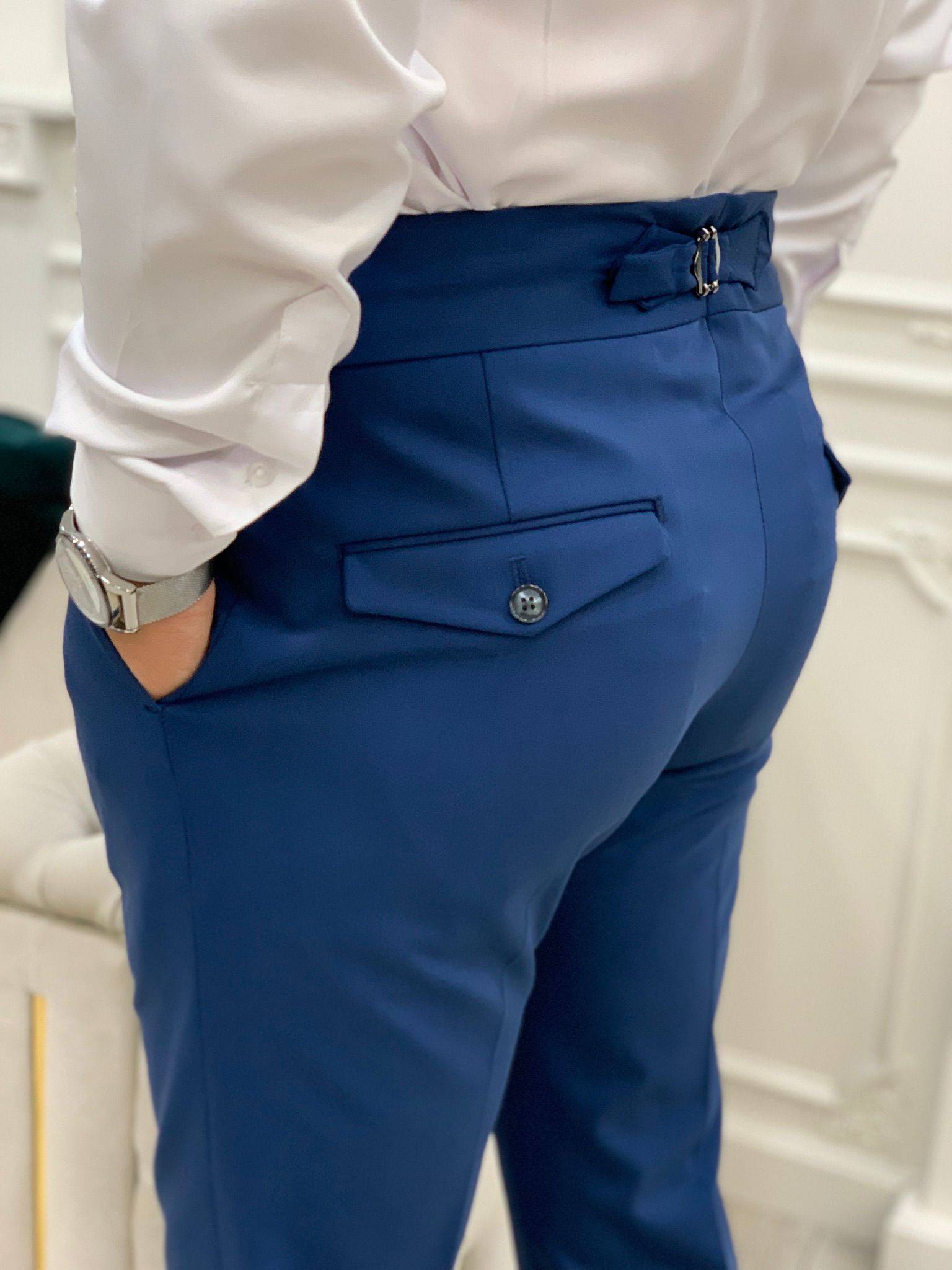 Buy RAYMOND Dark Blue Mens 4 Pocket Striped Formal Trousers | Shoppers Stop-atpcosmetics.com.vn