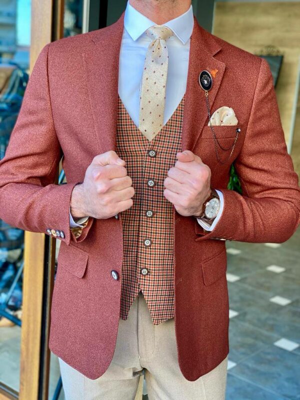 Rust Slim Fit Notch Lapel Suit