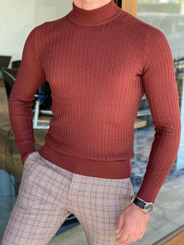 Brown Mock Turtleneck Sweater
