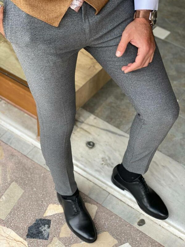 Gray Slim Fit Wool Pants