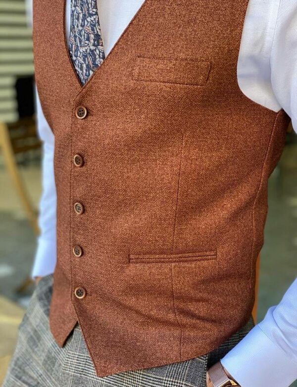 Brown Slim Fit Wool Vest