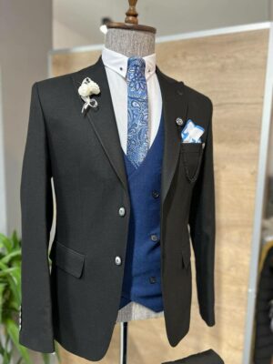 Aysoti Anham Black Slim Fit Peak Lapel Suit