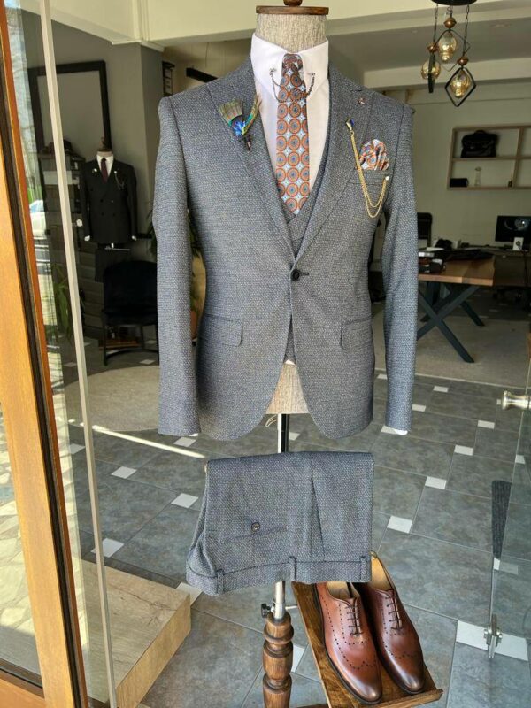 Blue Slim Fit Peak Lapel Suit