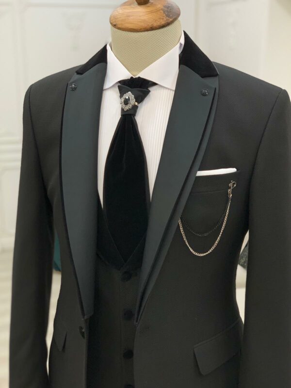 Black Slim Fit Notch Lapel Wedding Suit