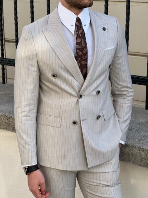 Double Breasted Pinstripe Wool Suit