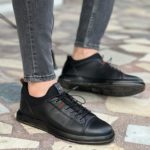 Black Lace Up Low-Top Sneakers