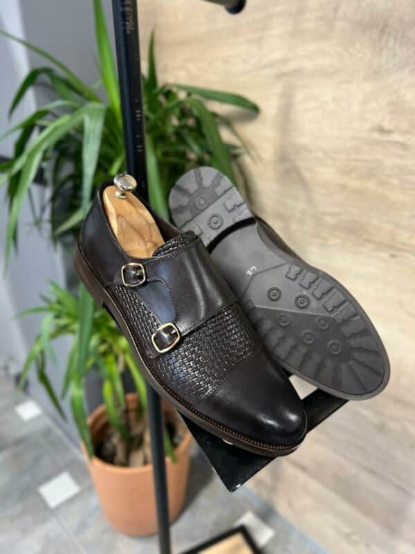Aysoti Bosworth Brown Double Monk Strap Shoes