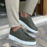 Green Mid-Top Zipper Sneakers