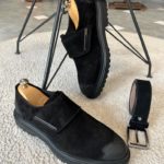 Black Suede Buckle Shoes