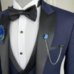 Navy Blue Slim Fit Peak Lapel Tuxedo