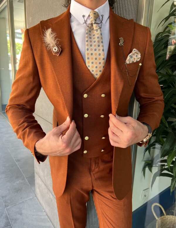 Rust Slim Fit Peak Lapel Suit