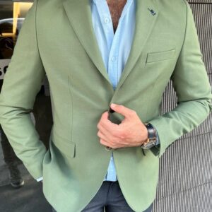 Aysoti Leighford Green Slim Fit Wool Blazer