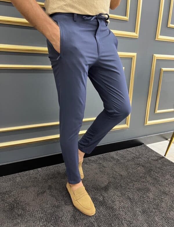 Aysoti Edith Blue Slim Fit Laced Pants