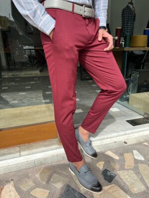 Aysoti Farndale Red Slim Fit Cotton Pants