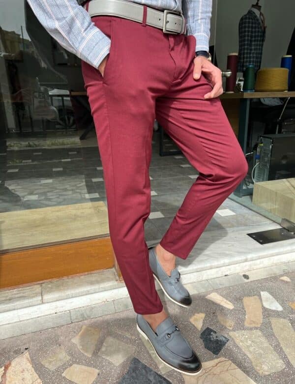 Aysoti Farndale Red Slim Fit Cotton Pants