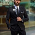 Aysoti Saxonwood Black Slim Fit Notch Lapel Suit