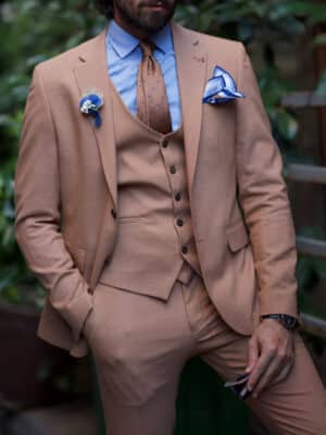 Aysoti Saxonwood Brown Slim Fit Notch Lapel Suit