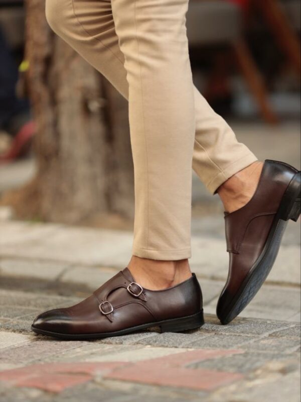 Brown Double Monk Strap Loafers