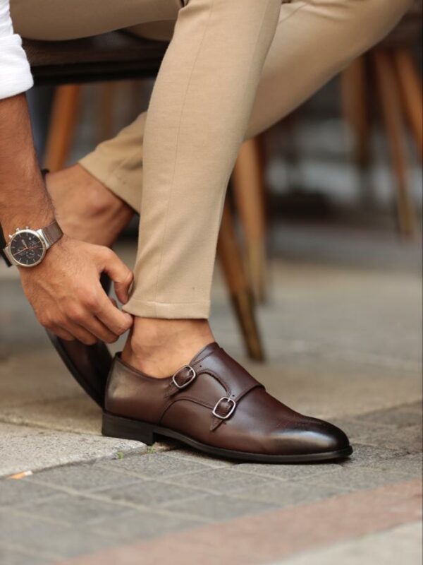 Brown Double Monk Strap Loafers