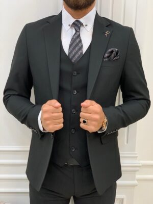 Black Slim Fit Notch Lapel Suit
