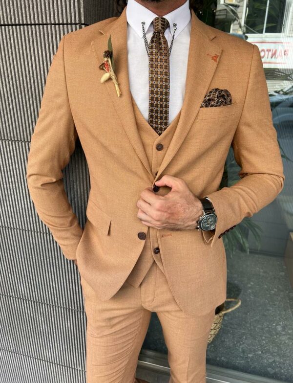 Camel Brown Slim Fit Suit