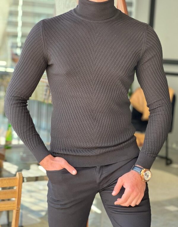 Black Slim Fit Turtleneck Sweater