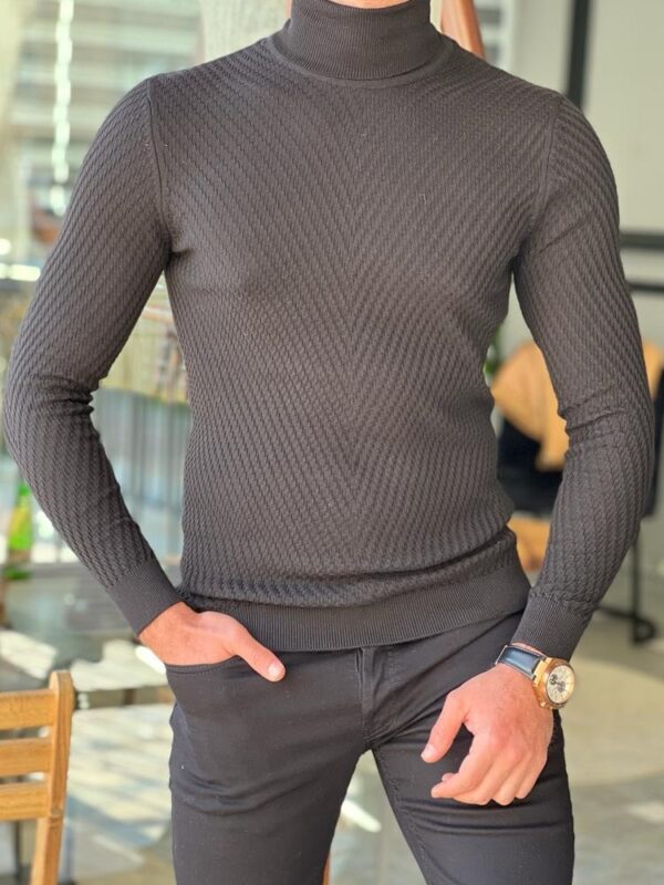 Black Slim Fit Turtleneck Sweater