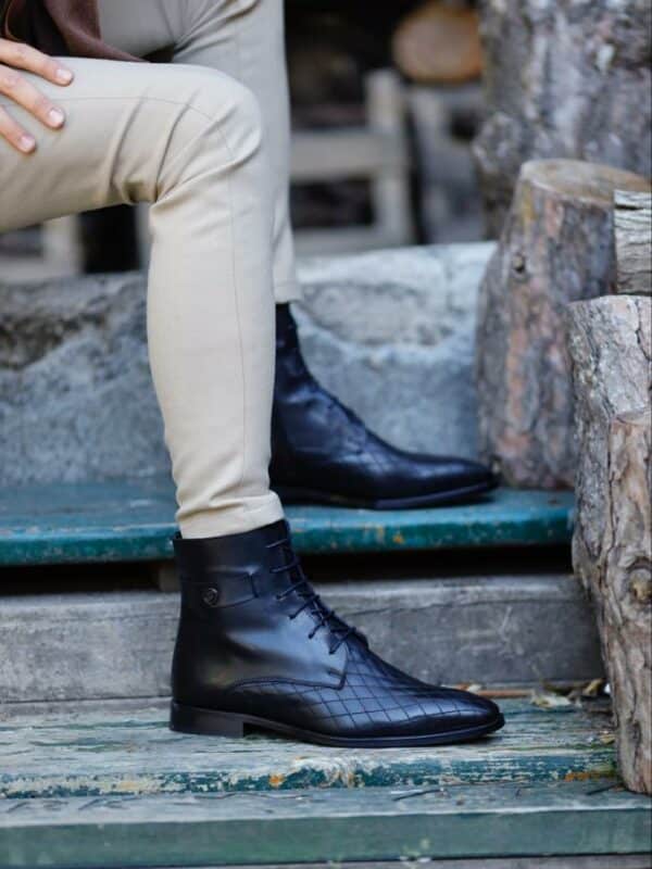 Aysoti Avallos Black Woven Leather Boots