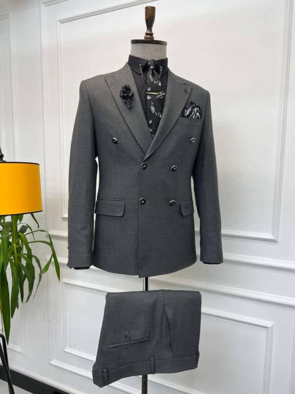 Aysoti Charlton Gray Double Breasted Wool Suit