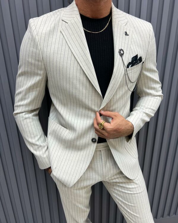 Aysoti Melrose Gray Slim Fit Linen Suit