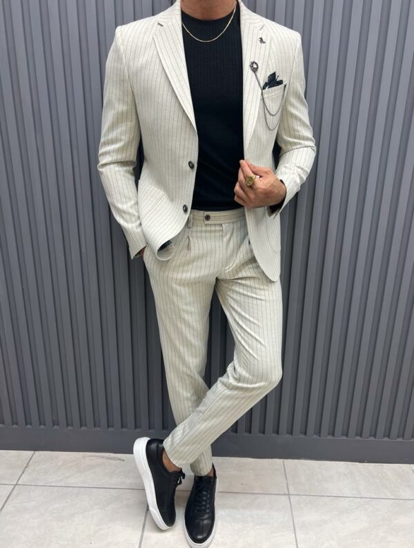 Aysoti Melrose Gray Slim Fit Linen Suit