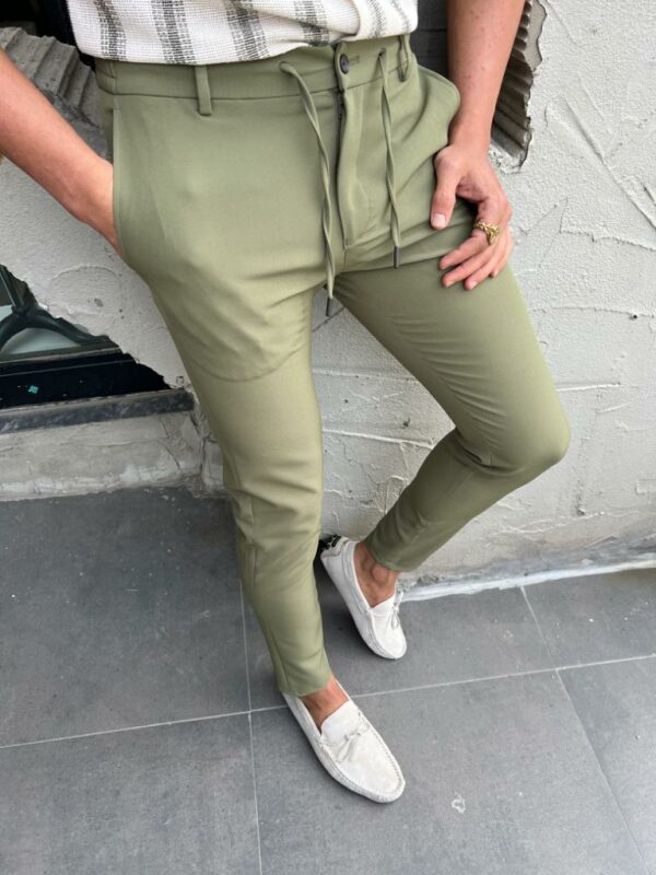 Aysoti Larkspur Green Slim Fit Rope Pants