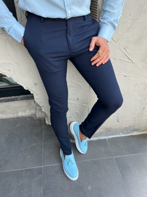 Aysoti Larkspur Navy Blue Slim Fit Pants