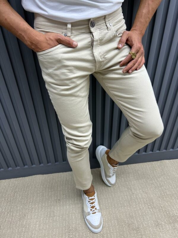 Aysoti Tefax Beige Slim Fit Jeans