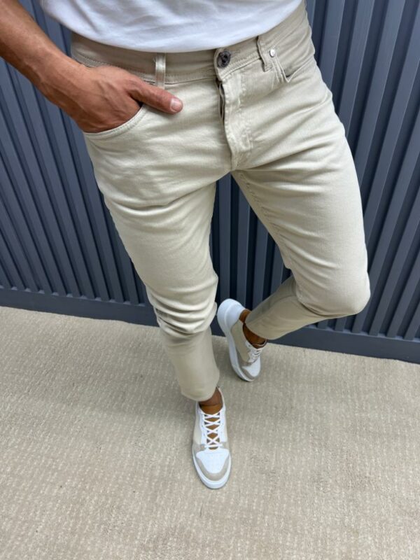 Aysoti Tefax Beige Slim Fit Jeans