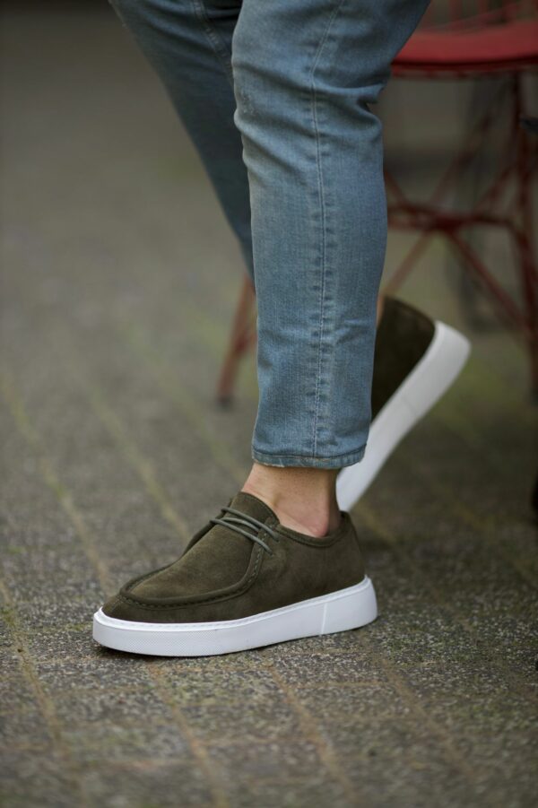 Aysoti Dale Green Suede Laced Slip-On Shoes