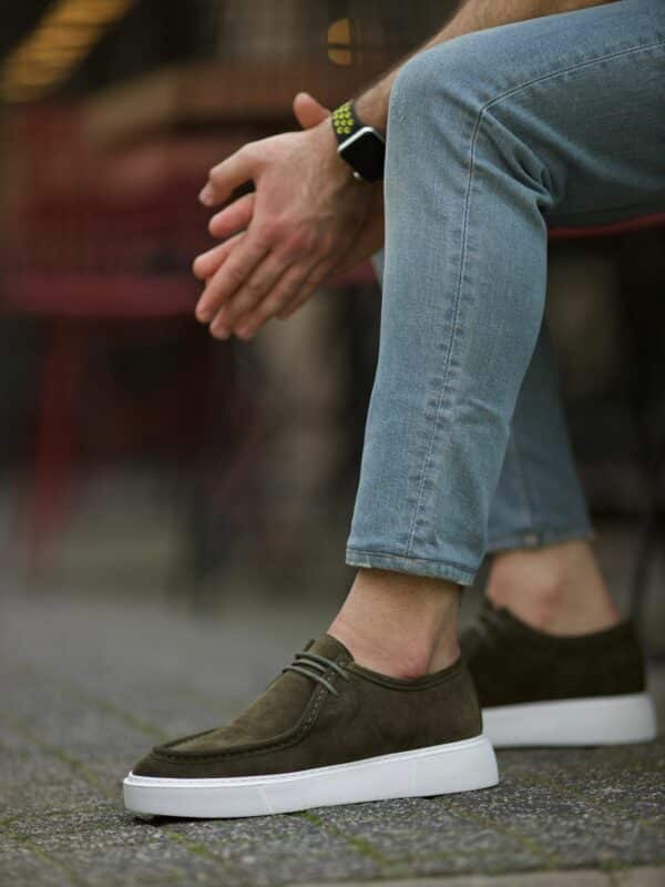 Aysoti Dale Green Suede Laced Slip-On Shoes