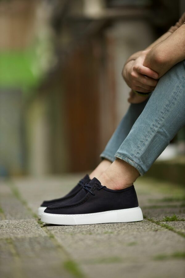 Aysoti Dale Navy Blue Laced Slip-On Shoes