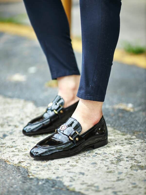 Aysoti Mallow Black Patent Penny Loafers