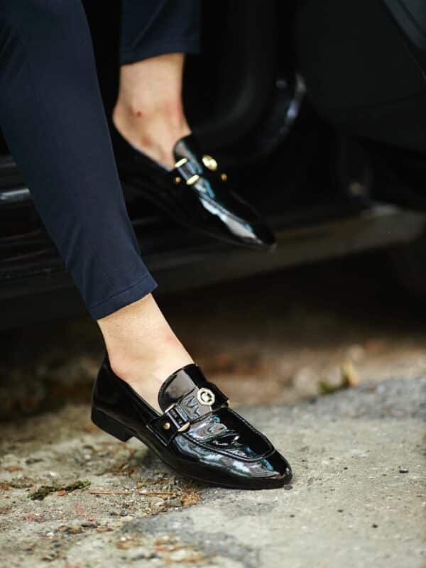 Aysoti Mallow Black Patent Penny Loafers