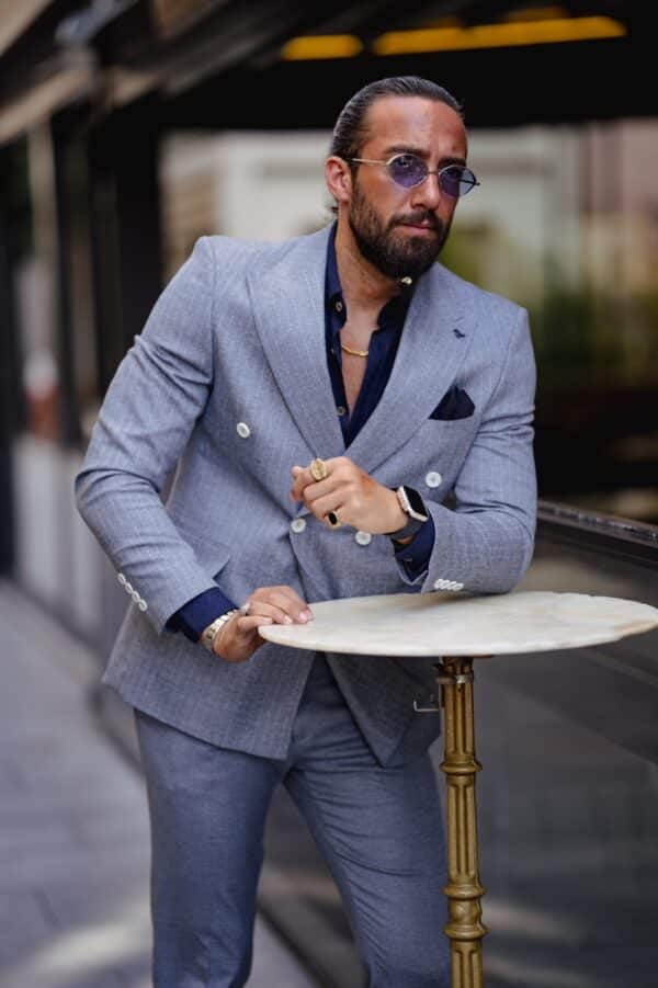 Aysoti Milla Navy Blue Double Breasted Suit