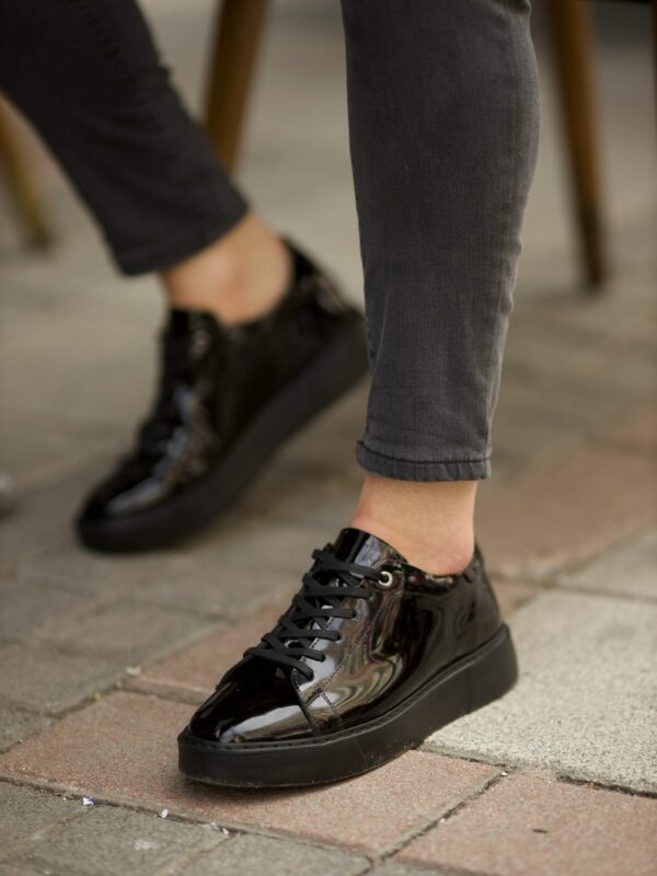 Aysoti Azalea Black Patent Leather High Top Sneakers