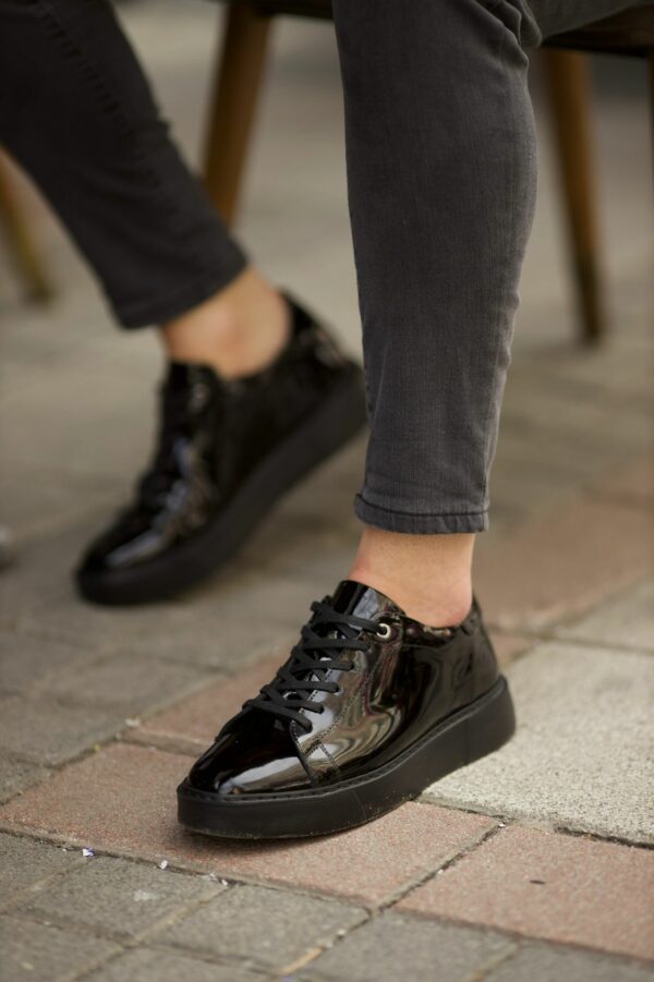 Aysoti Azalea Black Patent Leather High Top Sneakers