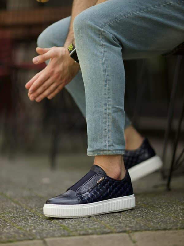 Aysoti Azalea Navy Blue Laceless Slip-On Sneakers