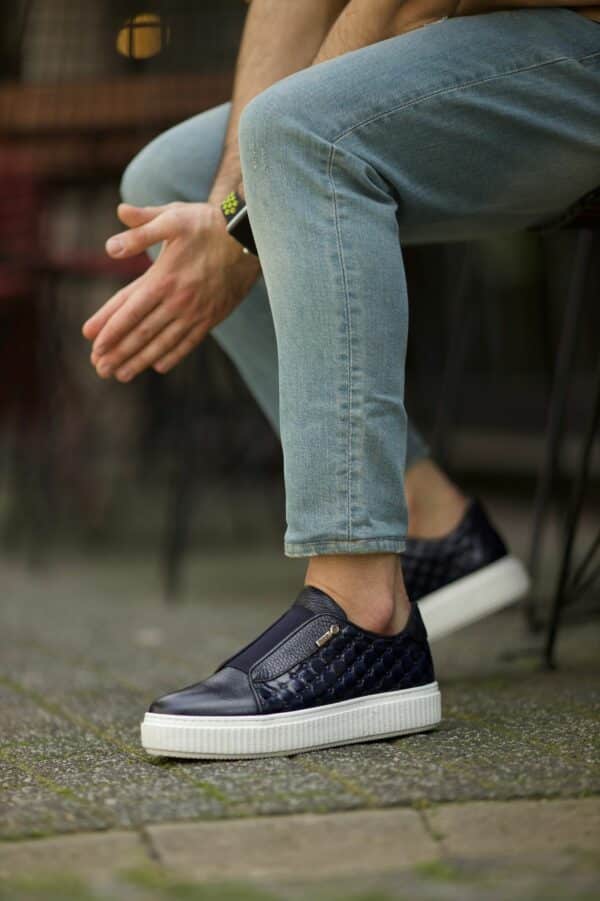 Aysoti Azalea Navy Blue Laceless Slip-On Sneakers
