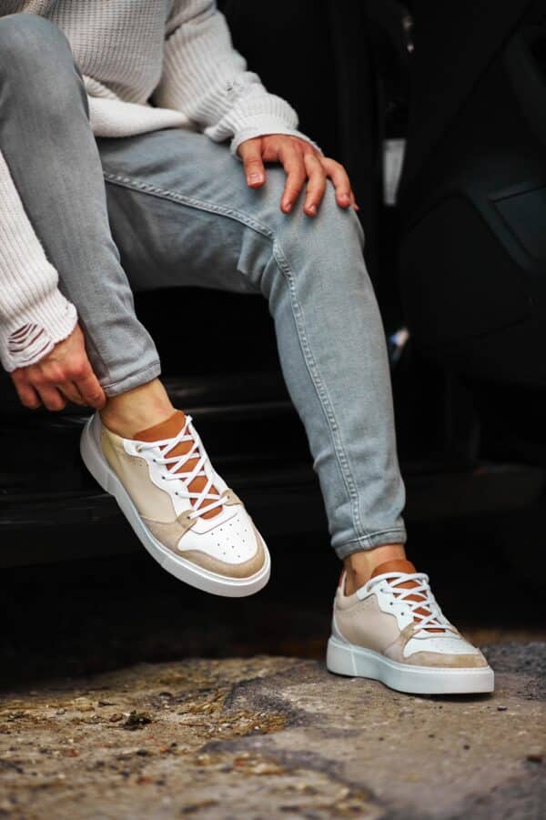 Aysoti Milner Beige White Low Top Sneakers
