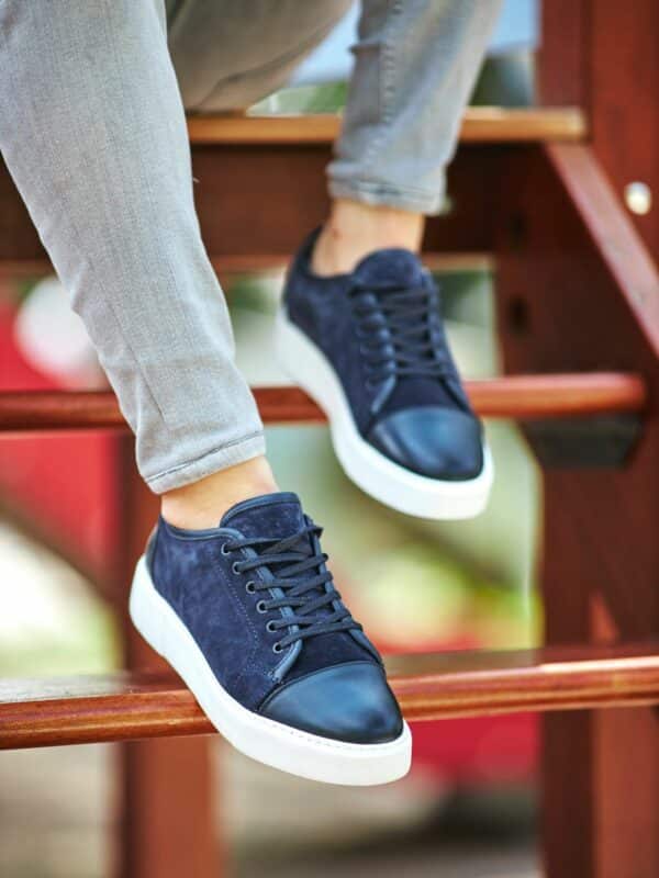 Aysoti Milner Navy Blue Mid Top Cap Toe Sneakers