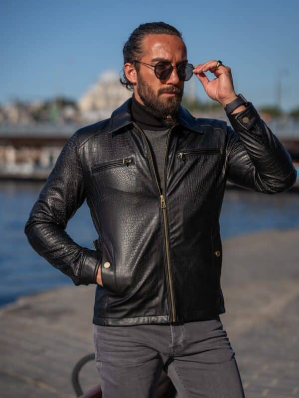 Aysoti Edgar Black Zipper Leather Jacket